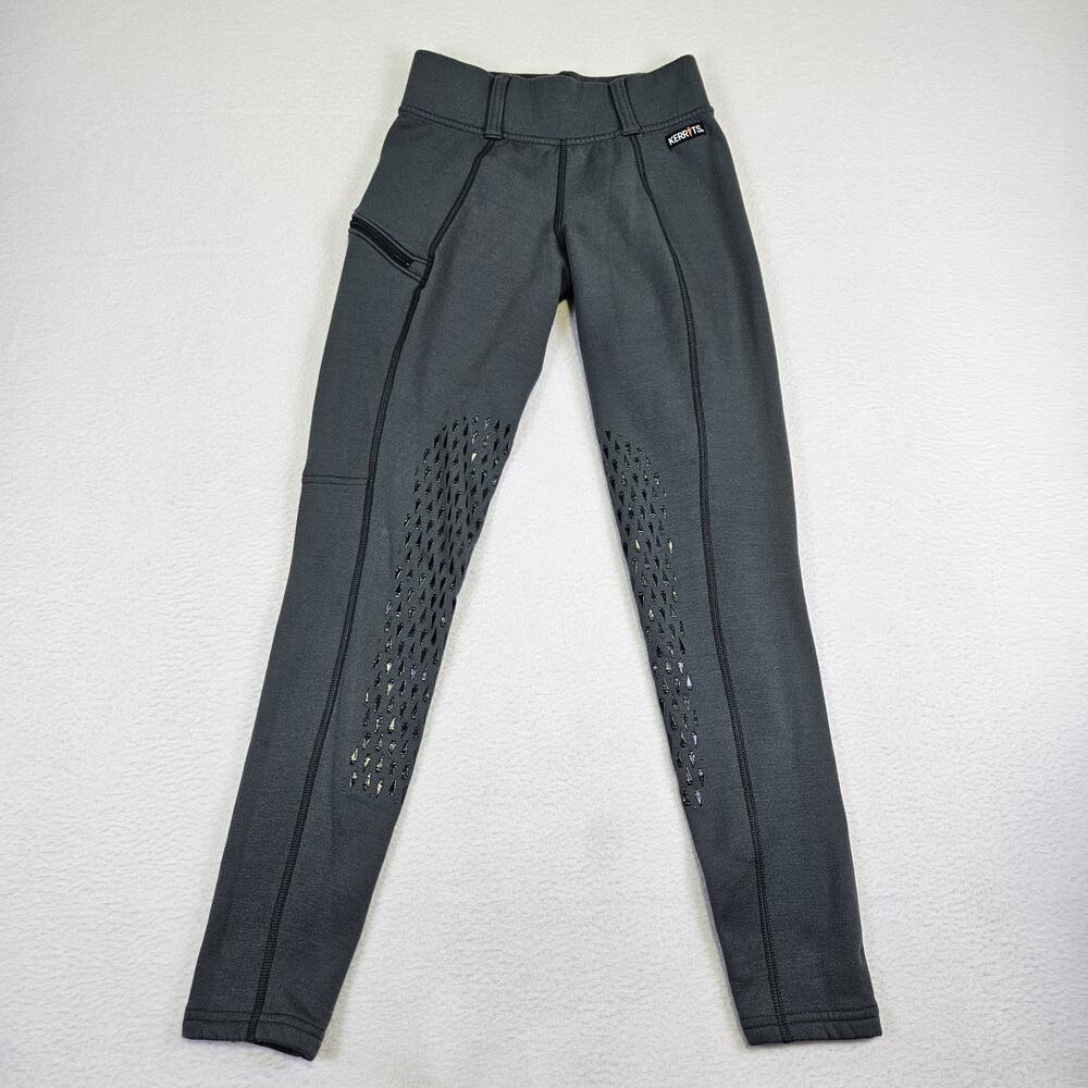 Kerrits Power Stretch Fleece Riding Pant XS Gray Zip Pocket Equestrian Breeches - Picture 3 of 16
